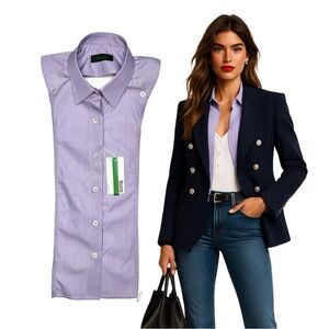 NWT Brunne Button Down Shirt DICKEY Compatible with VERONICA BEARD Blazers 00-14